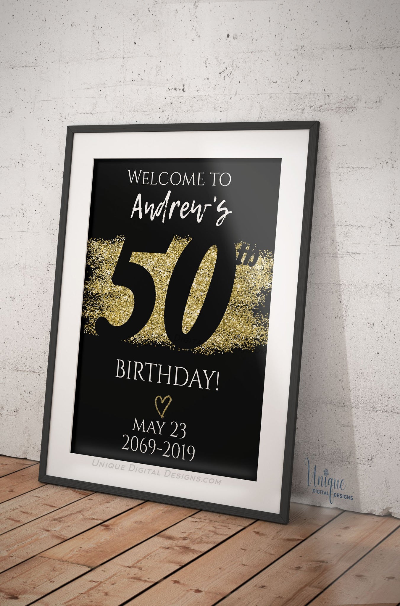 50th Birthday Welcome Sign Any Year Adult Birthday Party Decoration