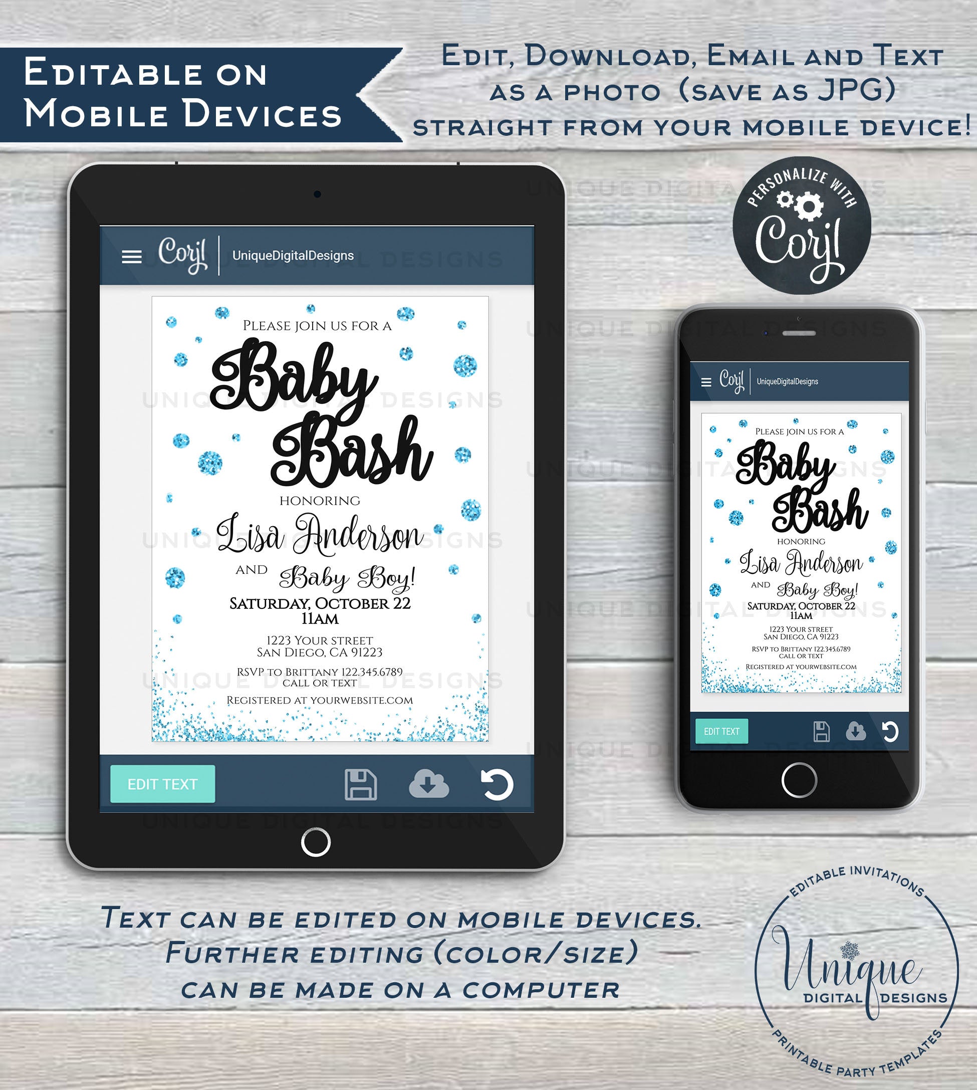 Baby Bash Shower Invitation Editable Baby Sprinkle Invite Baby Boy B