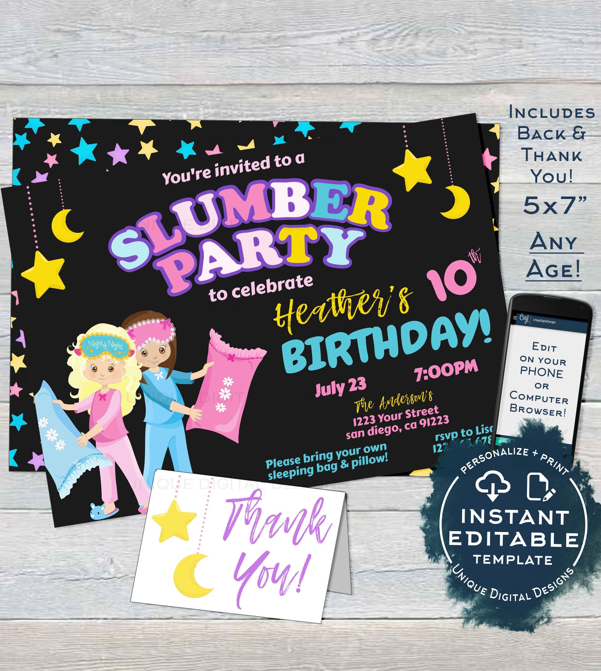 slumber party invitations templates free