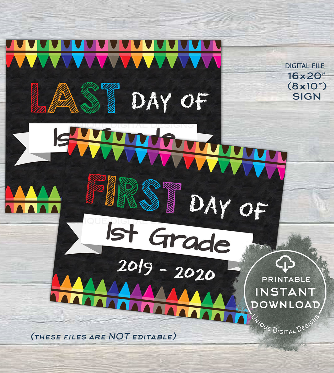 First day of School Chalkboard Sign, reusable 1st day 1st Grade Sign L