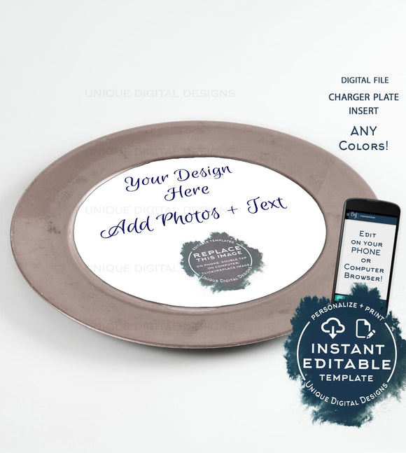 Custom Charger Plate Inserts Editable Menu Cards Weddings Bridal Sh