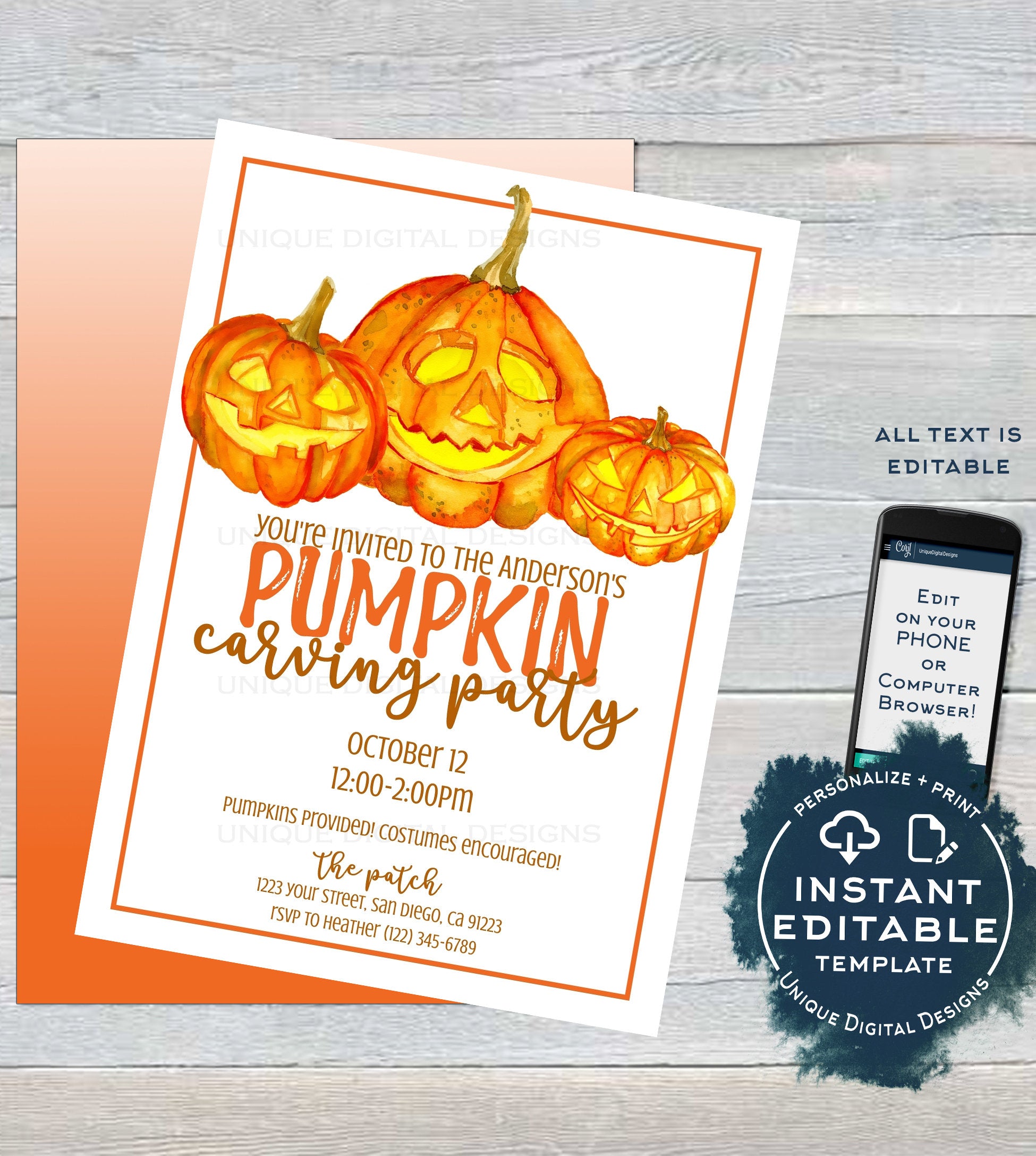 Pumpkin Carving Party Invitations Templates Free