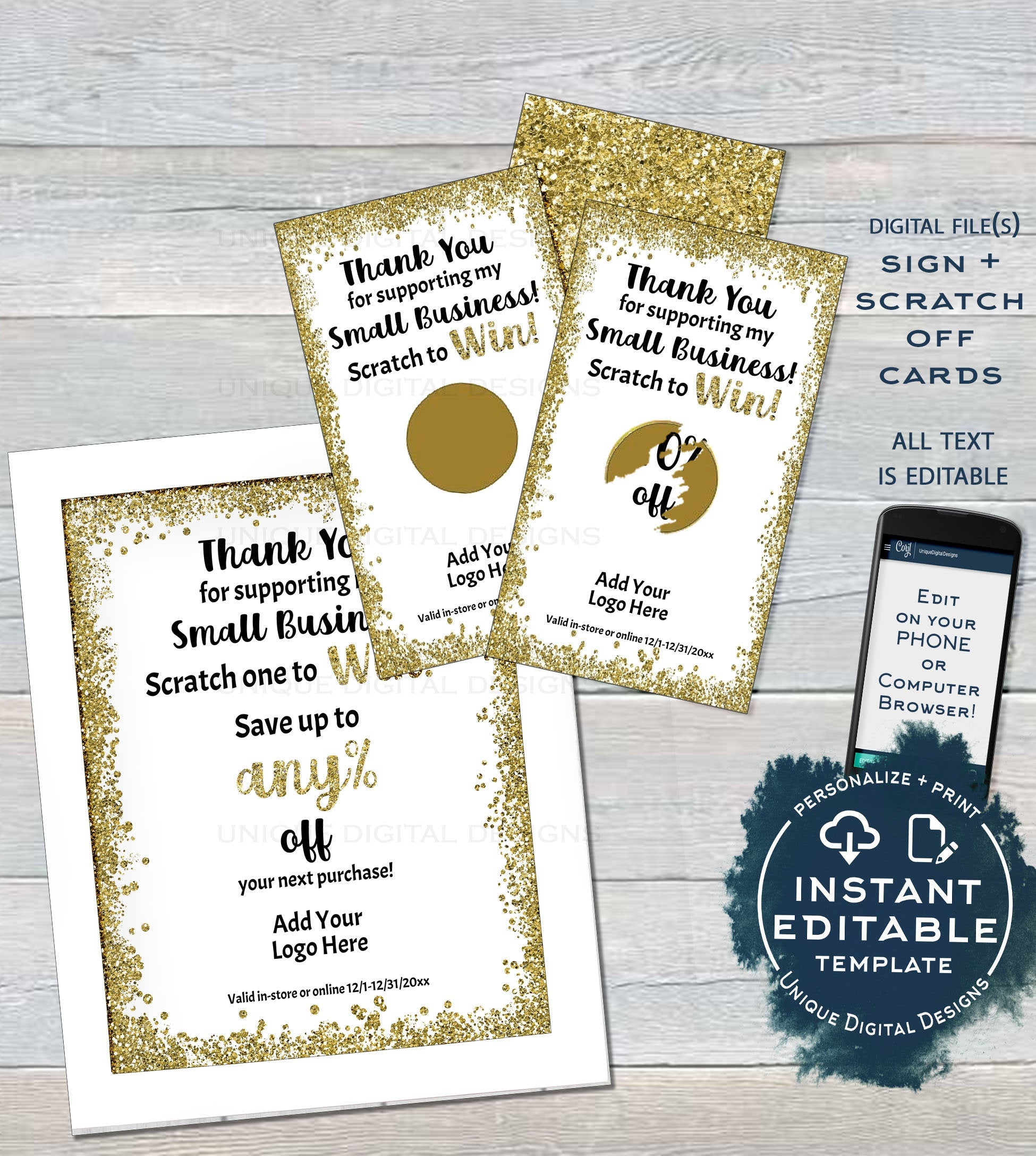 Editable Scratch Off Cards, Printable Scratch to Win Small Business Br Throughout Scratch Off Card Templates