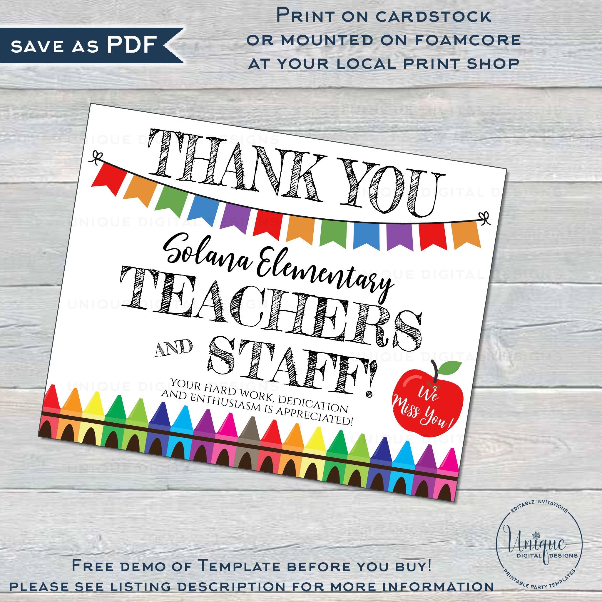 Teacher Appreciation Yard Sign, Editable Thank You Parade Drive By Pos