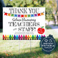 Teacher Appreciation Yard Sign, Editable Thank You Parade Drive By Poster, Virtual Teacher Week School Printable Digital Template INSTANT