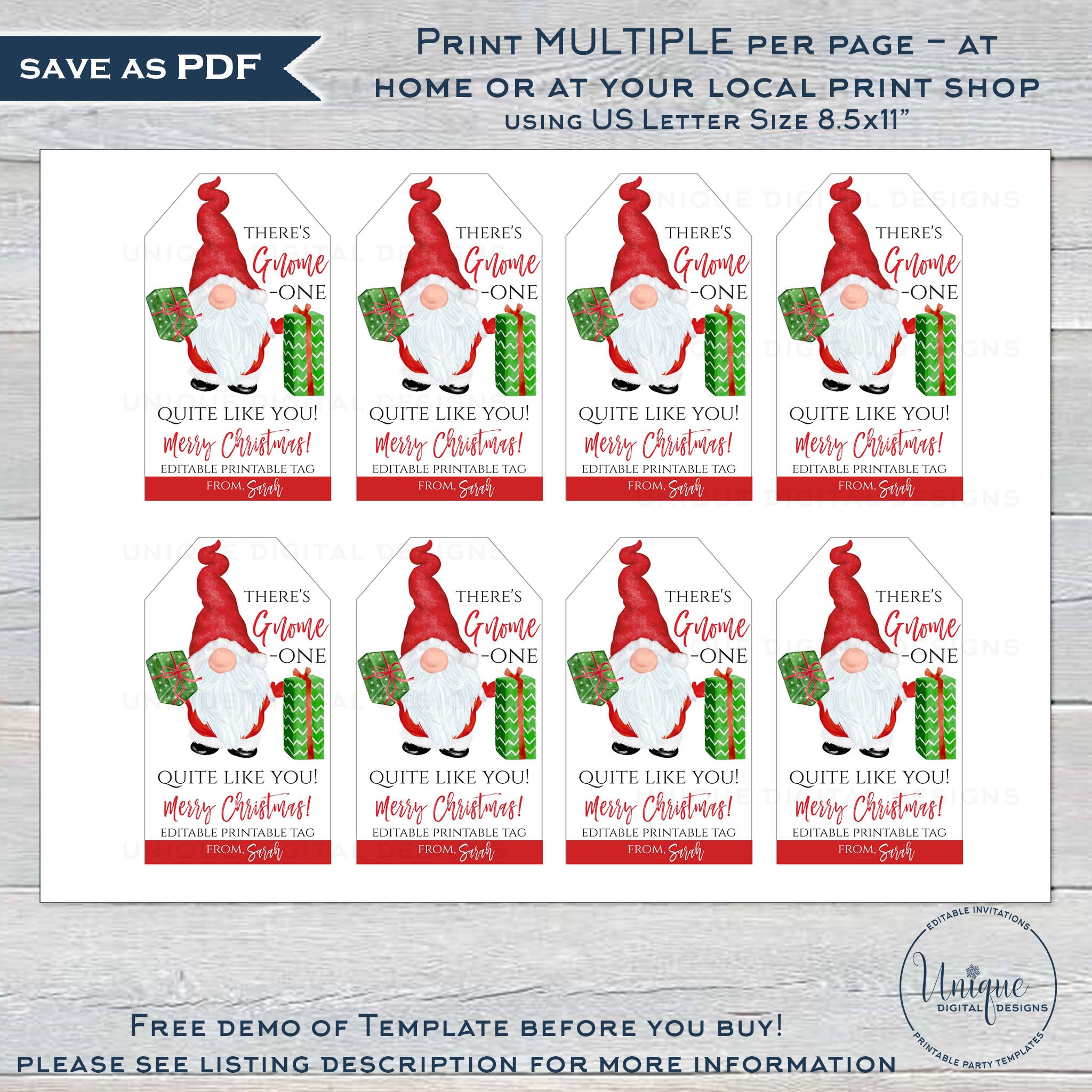 teacher editable holiday gift tags