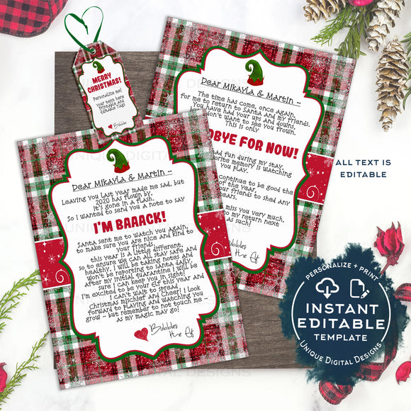 2020 Editable Elf Letter Templates, I'm Back Christmas Letter Printabl