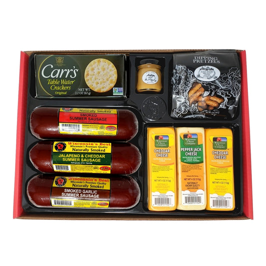 Mancave Ultimate Men's Cheese & Sausage Gift Basket - Features Summer Sausages