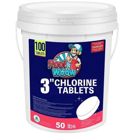 Comprimés de chlore de 3 pouces - 50 lb, 90% de chlore disponible, 7 jours  de longue durée, stabilisateur à dissolution lente pour piscines – GoJeek