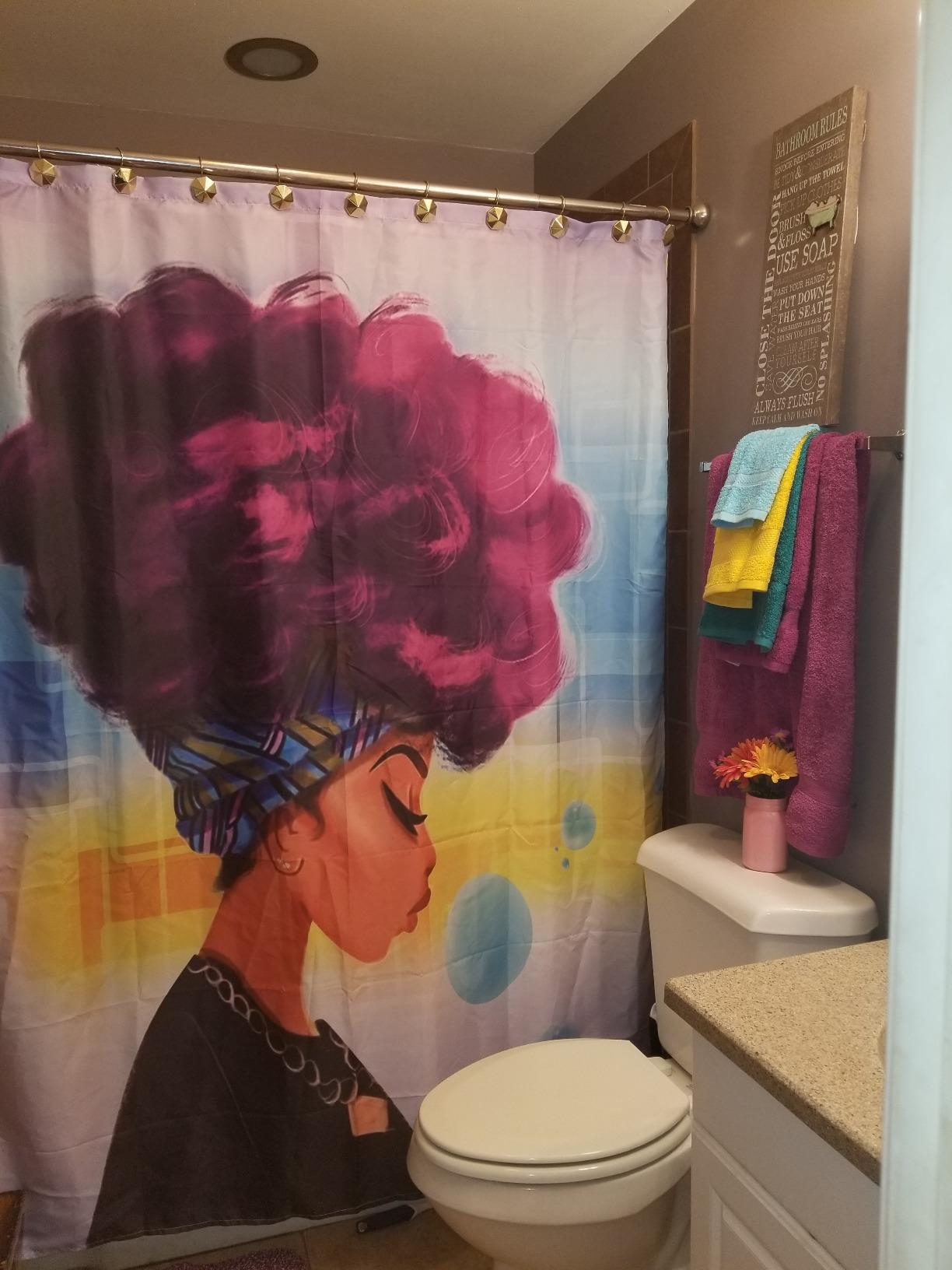 Afro African Black Girl Magic Shower Curtain Girly Bathroom Decor – GoJeek