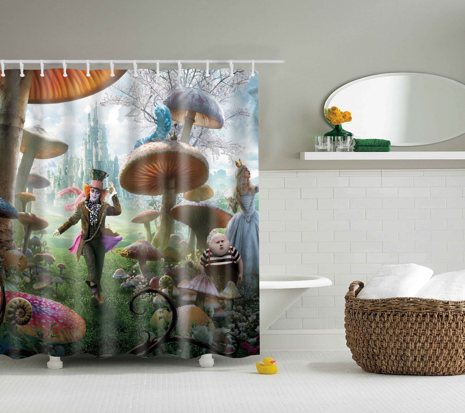 Anime Alice In Wonderland Shower Curtain Cartoon Bathroom Decor Gojeek