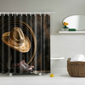 cowboy christmas shower curtain