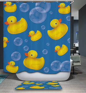 Cartoon Bubble Bath With Rubber Duck Shower Curtain Bathroom Decor Gojeek