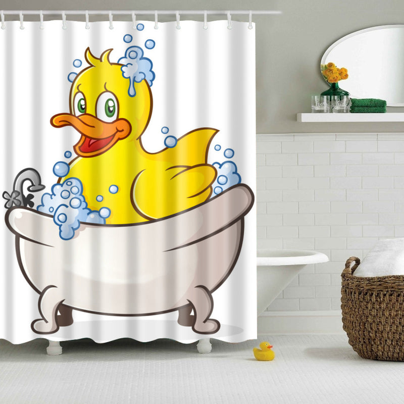 Cartoon Rubber Duck Shower Curtain | GoJeek