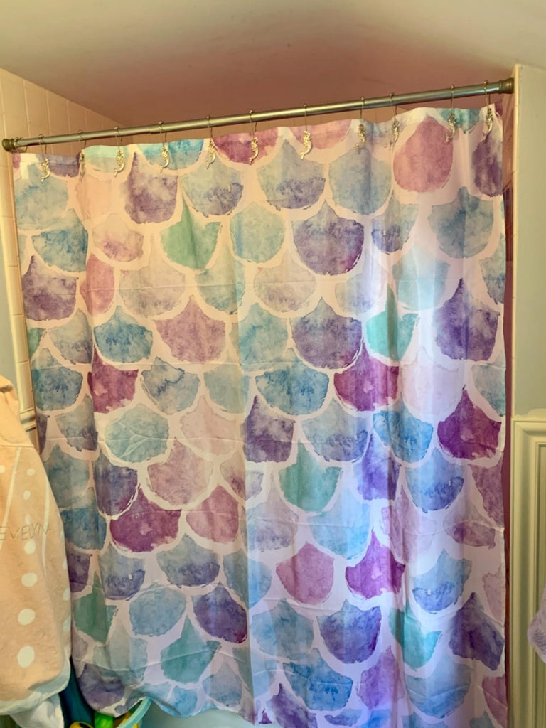 Iridescent Mermaid Pastel Scales Shower Curtain Bathroom Decor 1024x1024