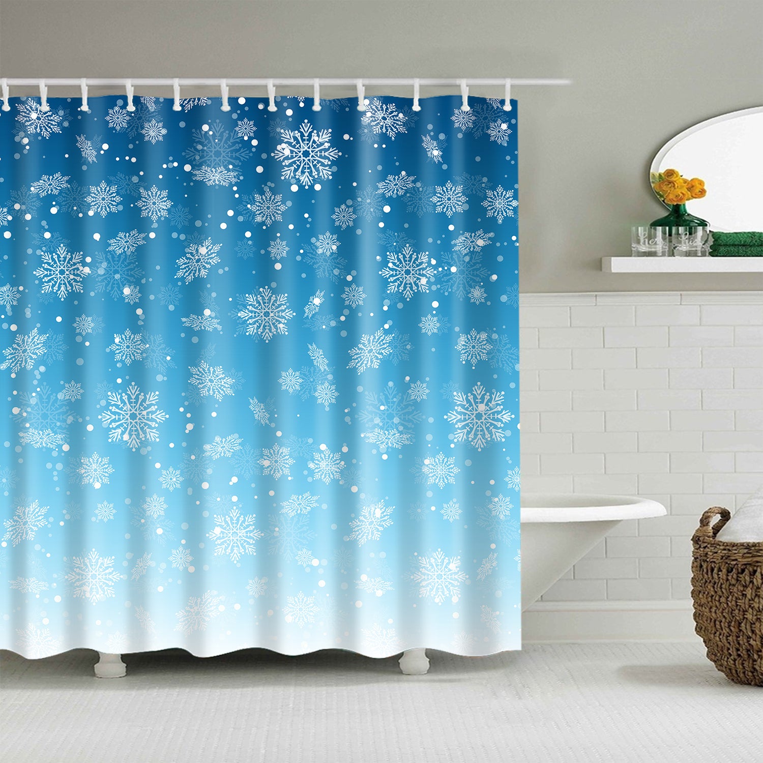 snowflake design shower curtain