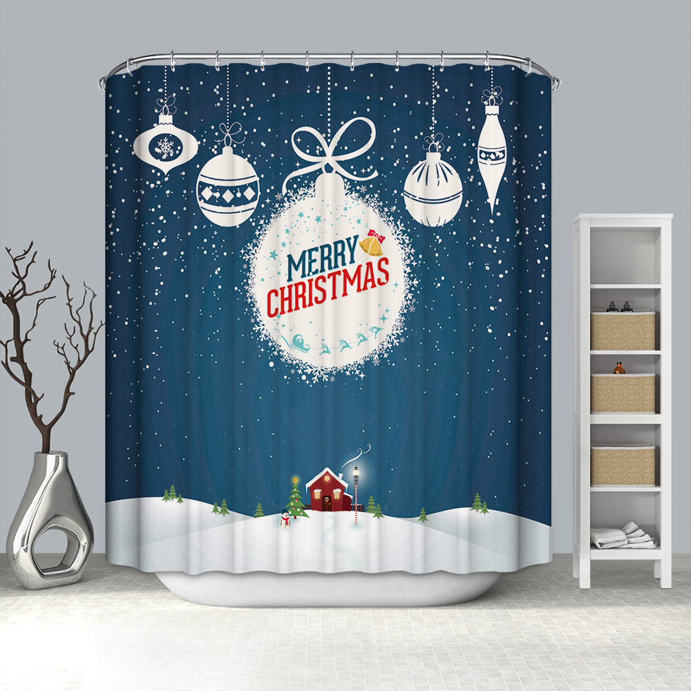 White Design Christmas Bubbles Shower Curtain