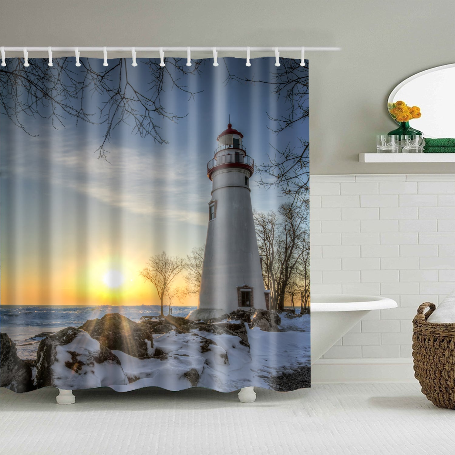 lighthouse shower curtain fabric