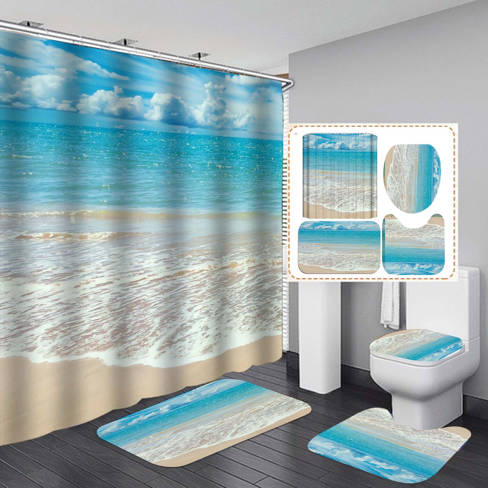 Beach Themed Shower Curtains Collection Bathroom Decor GoJeek   Gj335 