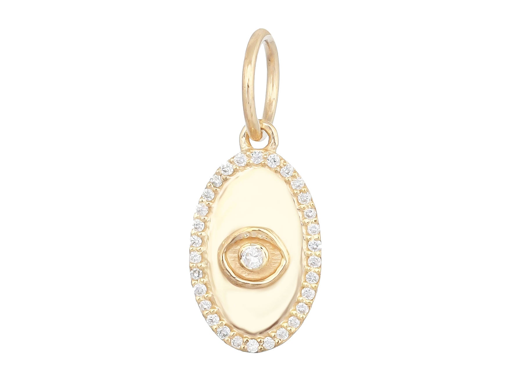 14k Solid Gold & Diamond Evil Eye Pendant,  (14K-DP-195)