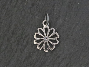 Sterling Silver Artisan Flower Charm - (HT-8248) - Beadspoint