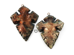Metallic Plated Jasper Arrowhead Pendant, 60x45-62x42 mm, (BZC-9077) - Beadspoint