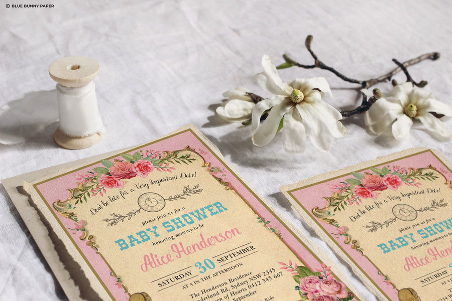 Alice Wonderland Pink Baby Shower Invitation - Vintage Wonderland