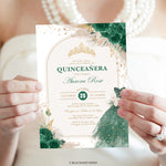 Quinceañera Invitation held in hands by a woman