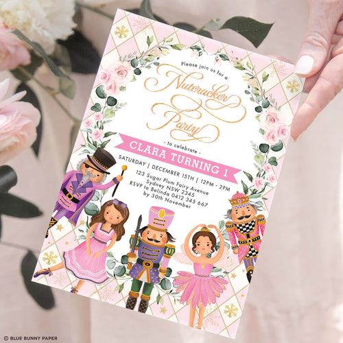 Pink Nutcracker Party Birthday Invitation