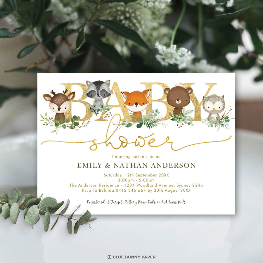 Woodland Baby Shower Invitation