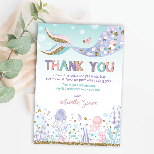 Mermaid Birthday Thank You Card