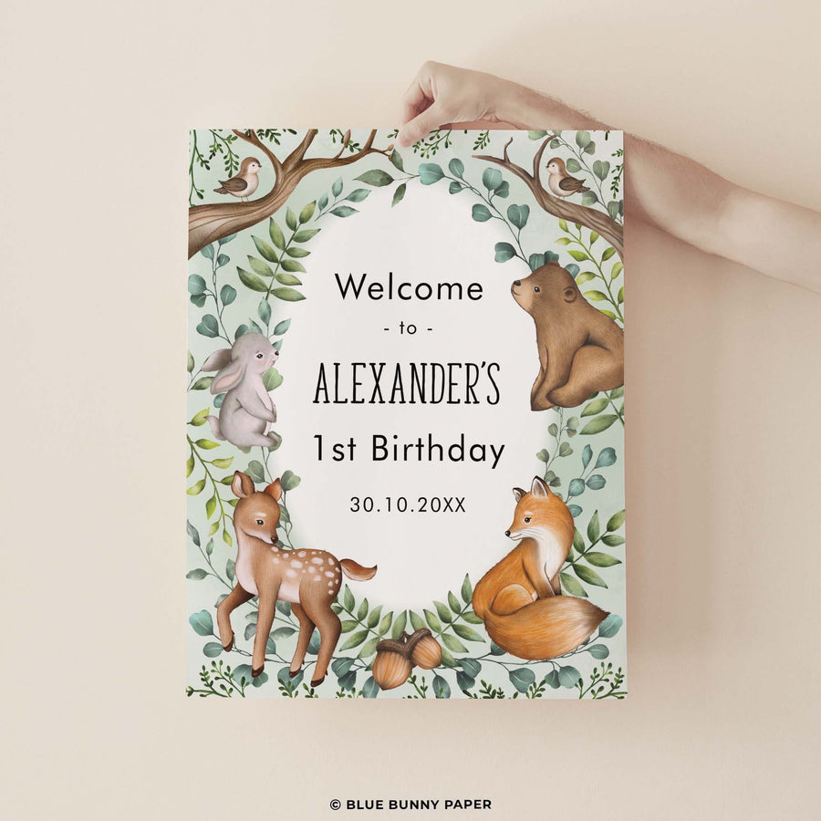 Woodland Birthday Welcome Sign