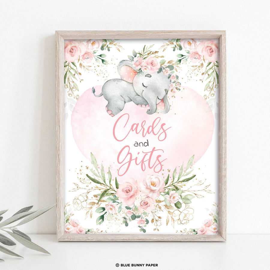 Girl Elephant Cards and Gifts Party Sign