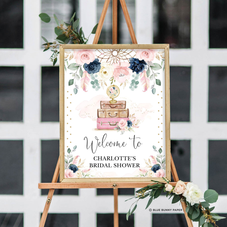 Boho Travel Bridal Shower Welcome Sign