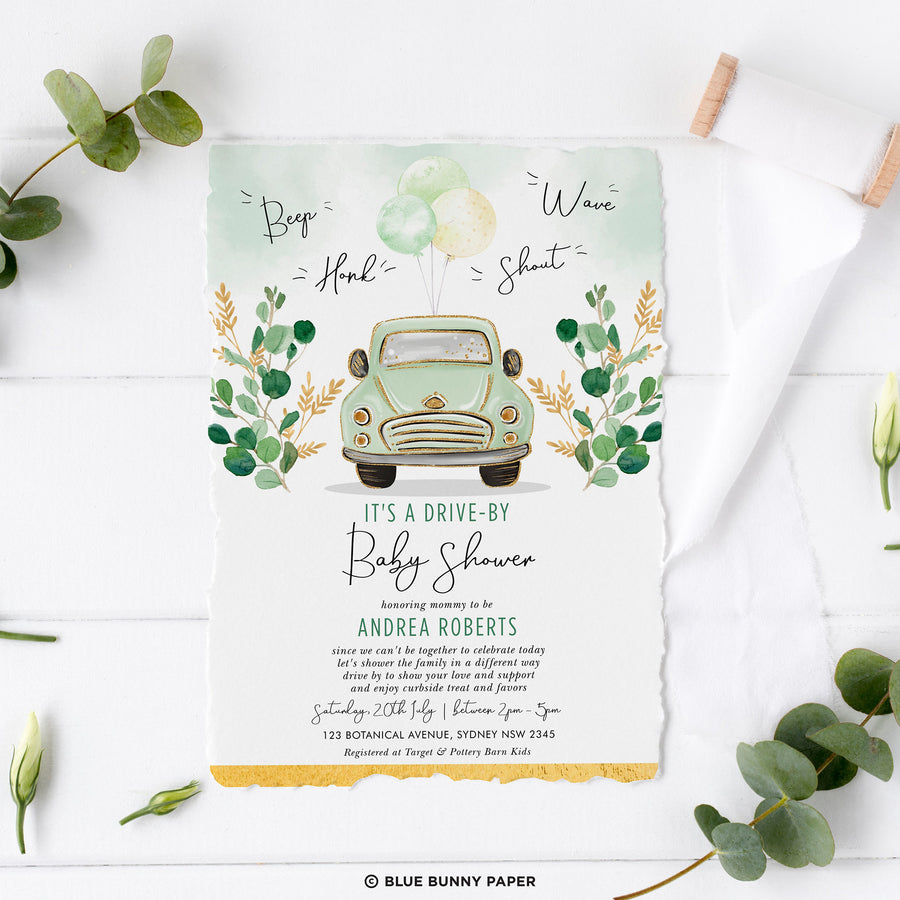 Drive By Baby Shower Invite