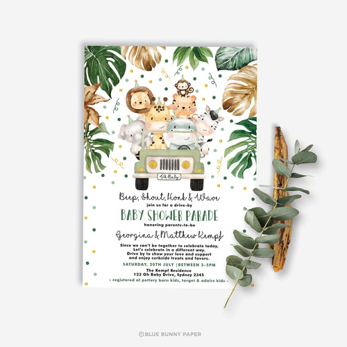 Jungle Drive By Baby Shower Invitation