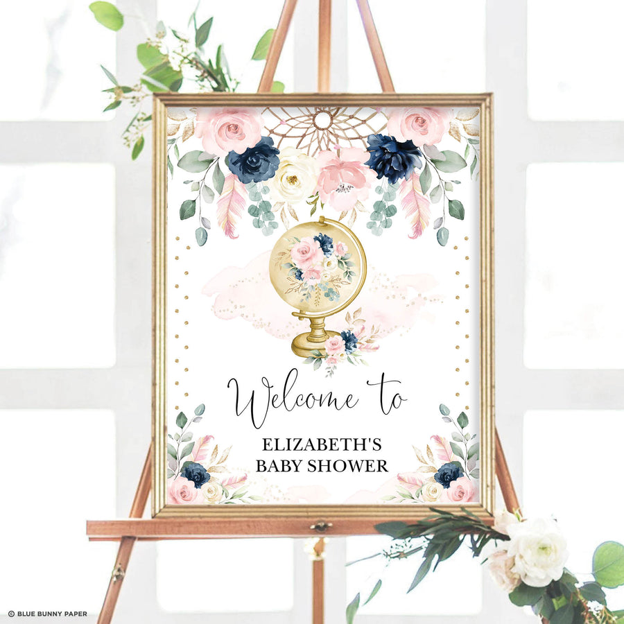 Wildflower Baby Shower Welcome Sign, Girl Boho Floral welcome sign, Printed  Foam Board, Baby Shower Decor
