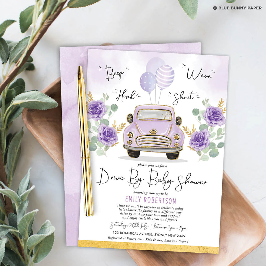 Drive By Baby Shower Invite