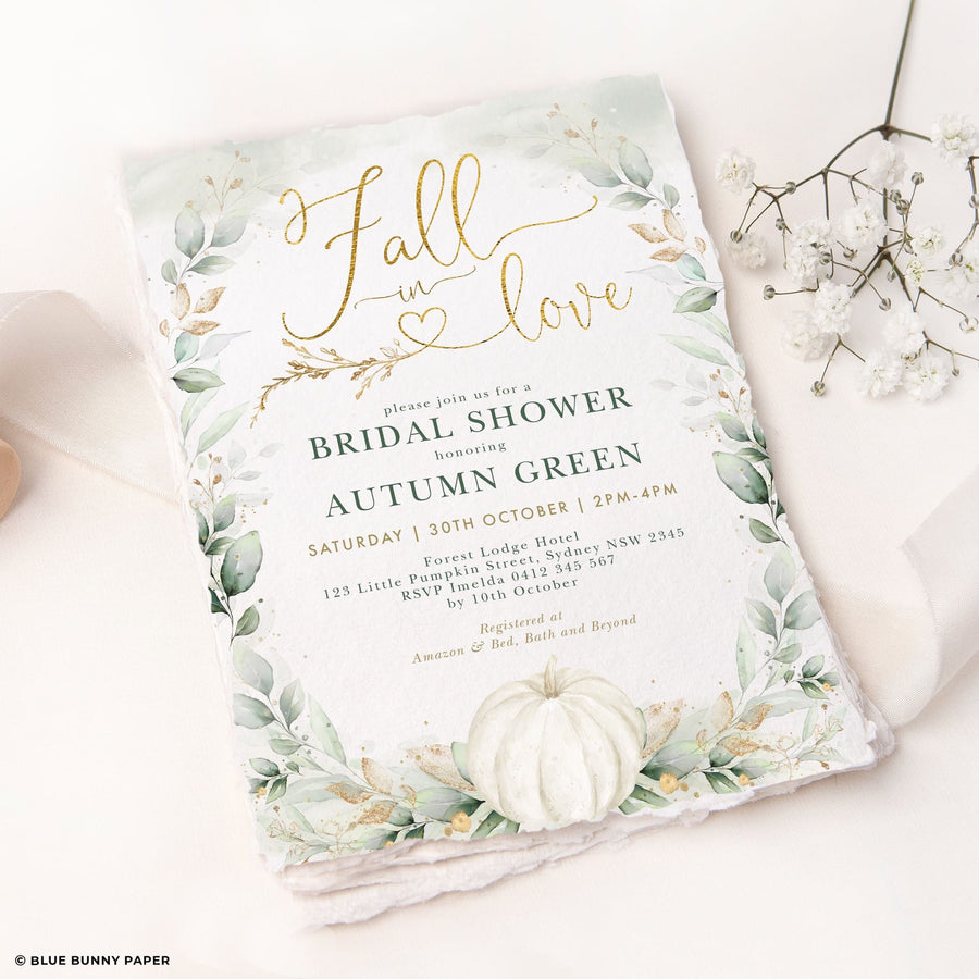 Pumpkin Fall In Love Bridal Shower Invitation