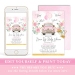 Pink Drive By Baby Shower Invite