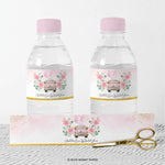 Pink Car Water Bottle Labels