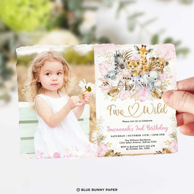 Two Wild Birthday Photo Invitation