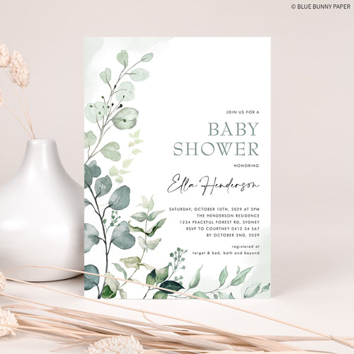 Printable Greenery Baby Shower Invitation