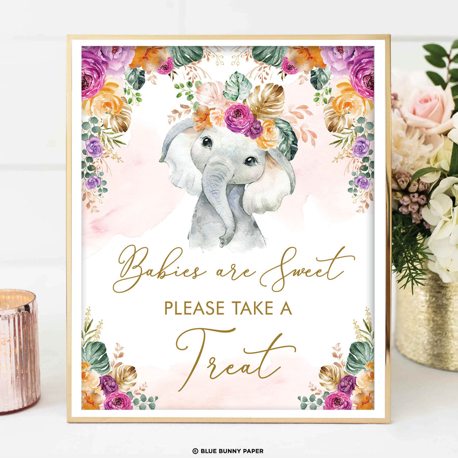 Flower Elephant Take a Treat Sign