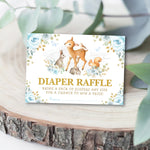 Boy Woodland Baby Shower Diaper Raffle Card