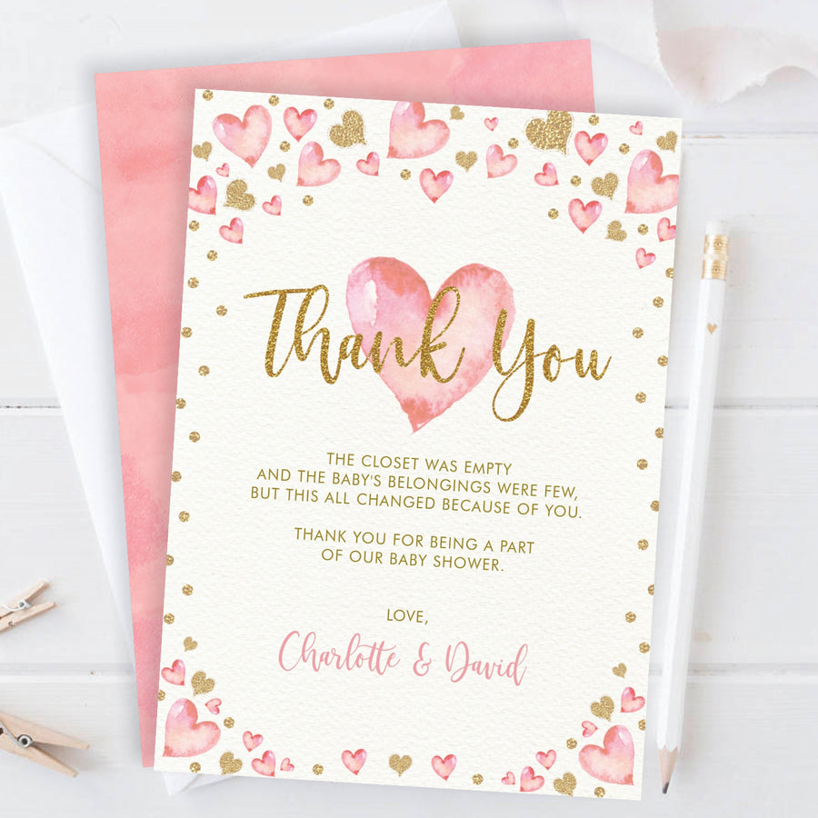 Valentines Baby Shower Thank You Card