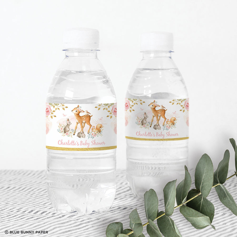 Girl Woodland Water Bottle Labels