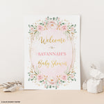 Girl Pink Flower Party Welcome Sign