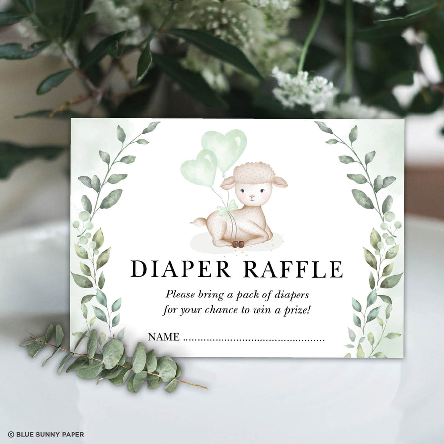 Lamb Diaper Raffle Cards