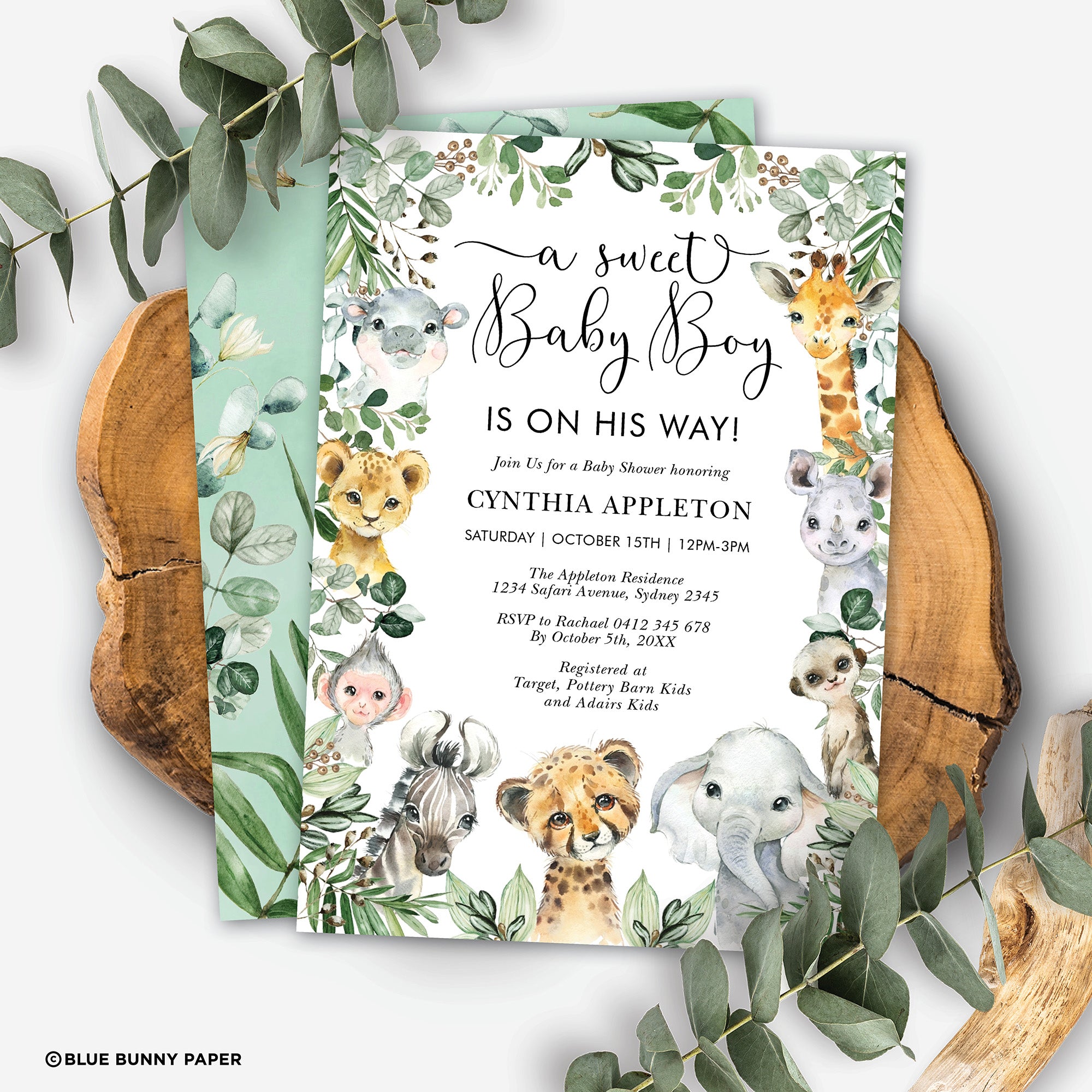 Baby hot sale animal invitations